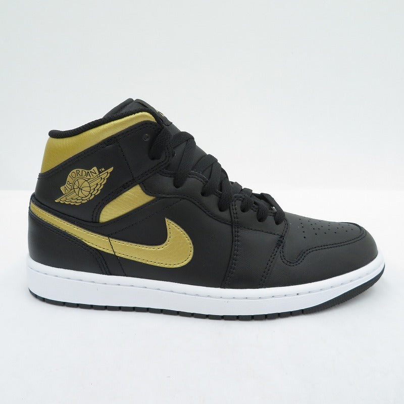 NIKE | ナイキ AJ1 Mid 'Black/Metallic Gold' スニーカー DQ8426-071 エアジョーダン ブラック 27.5cm【瀬戸大橋店】
