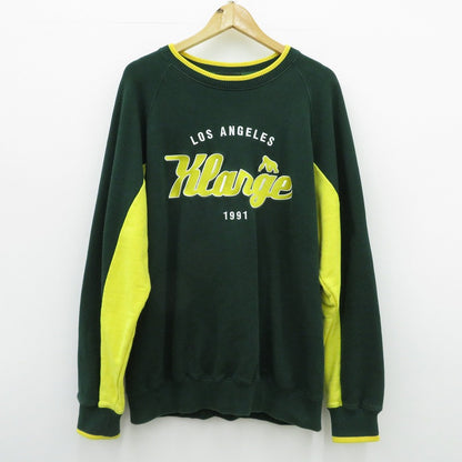 X-LARGE | エクストララージ TEAM LOGO 2TONE CREWNECK SWEAT スウェット 101214012021 グリーン サイズ：L【瀬戸大橋店】