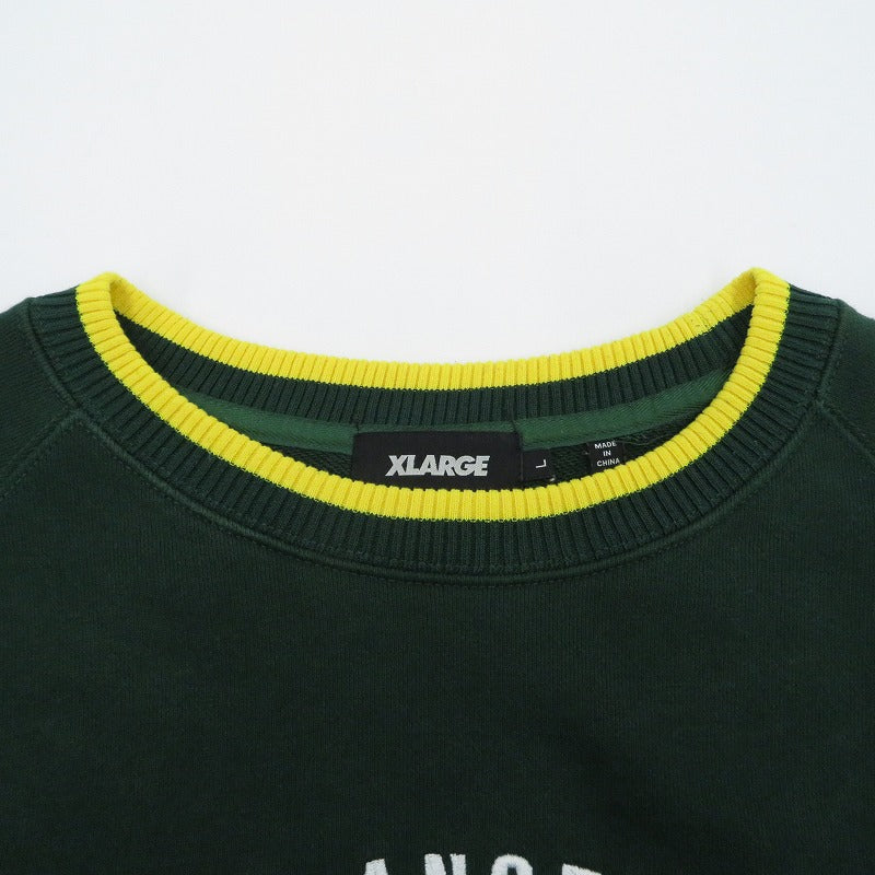 X-LARGE | エクストララージ TEAM LOGO 2TONE CREWNECK SWEAT スウェット 101214012021 グリーン サイズ：L【瀬戸大橋店】