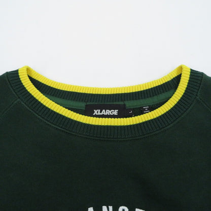 X-LARGE | エクストララージ TEAM LOGO 2TONE CREWNECK SWEAT スウェット 101214012021 グリーン サイズ：L【瀬戸大橋店】