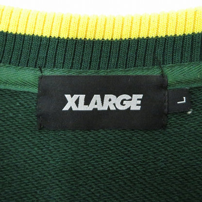 X-LARGE | エクストララージ TEAM LOGO 2TONE CREWNECK SWEAT スウェット 101214012021 グリーン サイズ：L【瀬戸大橋店】