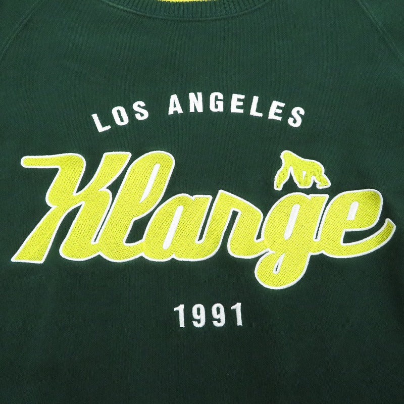 X-LARGE | エクストララージ TEAM LOGO 2TONE CREWNECK SWEAT スウェット 101214012021 グリーン サイズ：L【瀬戸大橋店】
