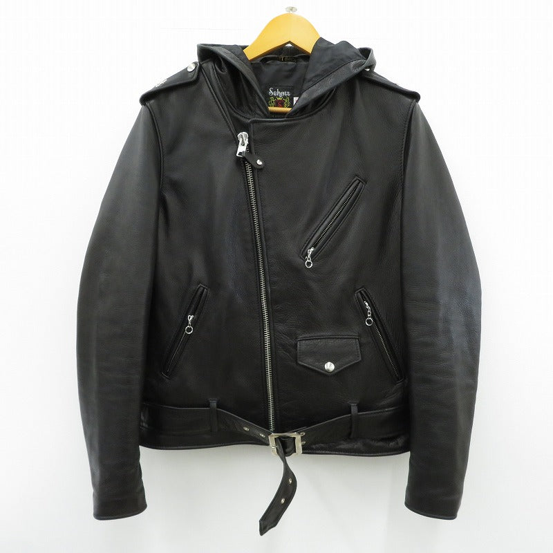 schott | ショット 503HDT HOODED ONESTAR レザー 7823950106 ブラック サイズ：40【瀬戸大橋店】
