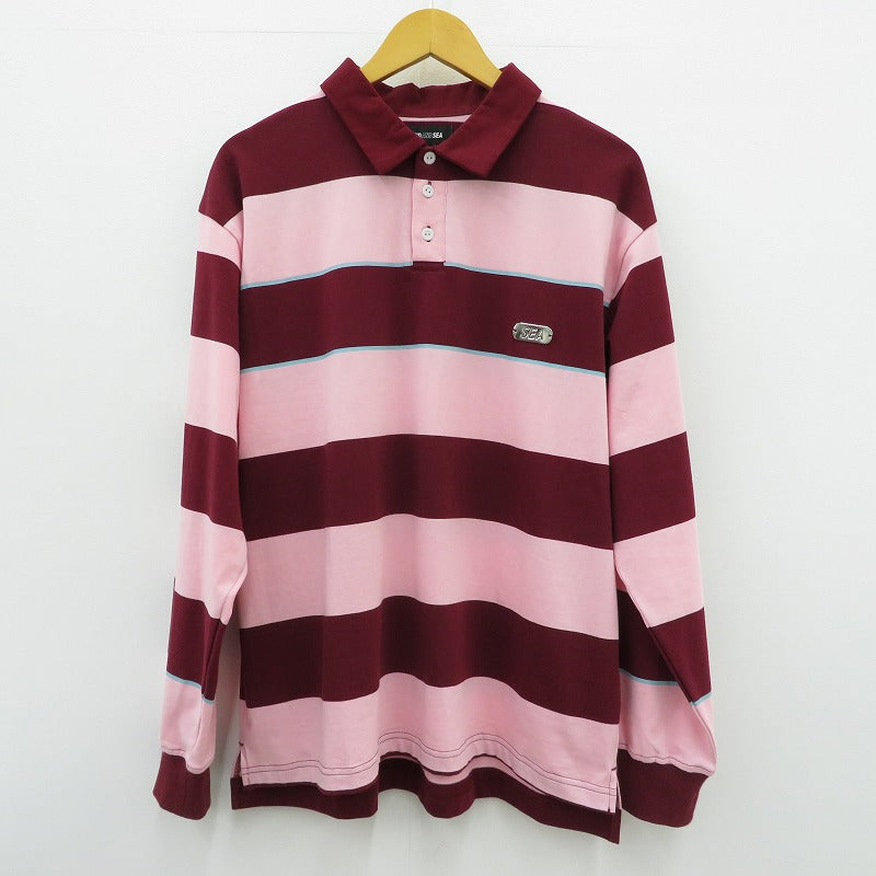 WIND AND SEA | ウィンダンシーウインダンシー Border Rugger Shirt ポロシャツ WDS-O-GRP-24-Q4-CS-04 ピンク サイズ：L【瀬戸大橋店】