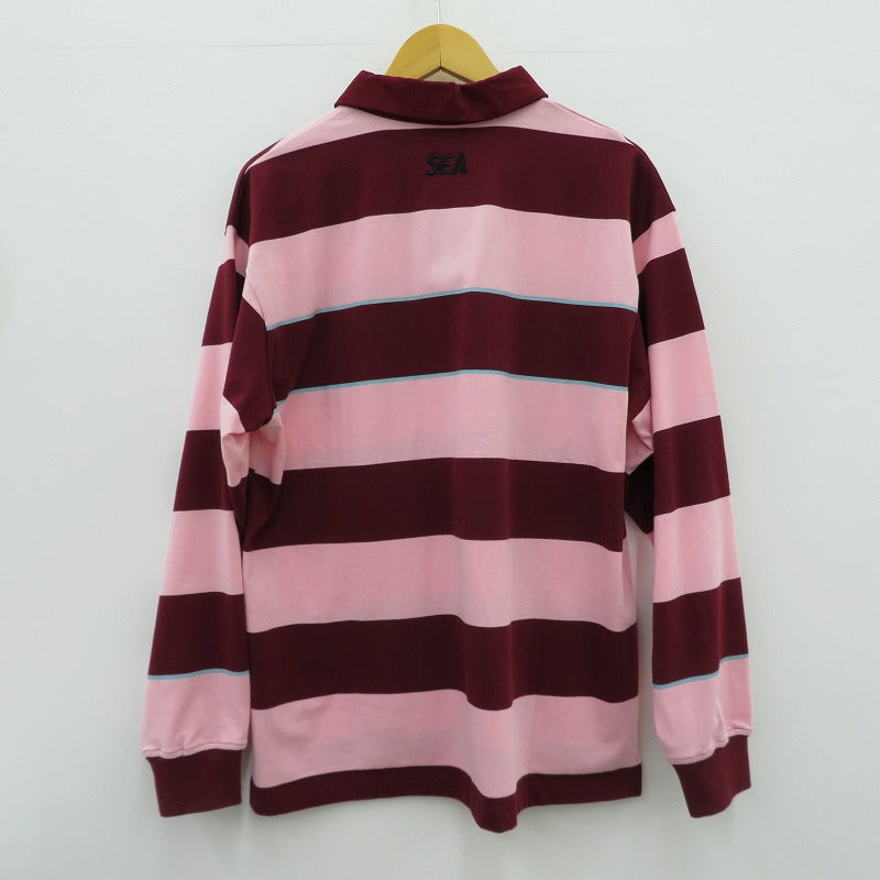 WIND AND SEA | ウィンダンシーウインダンシー Border Rugger Shirt ポロシャツ WDS-O-GRP-24-Q4-CS-04 ピンク サイズ：L【瀬戸大橋店】