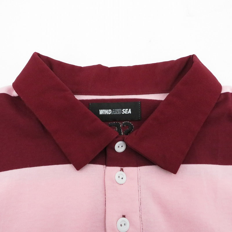 WIND AND SEA | ウィンダンシーウインダンシー Border Rugger Shirt ポロシャツ WDS-O-GRP-24-Q4-CS-04 ピンク サイズ：L【瀬戸大橋店】