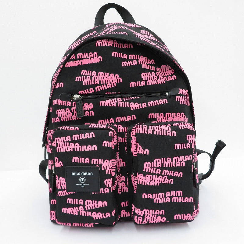 mila milan | ミラミラン Logo Print Big Casual Series. リュック・デイパック ブラック【瀬戸大橋店】
