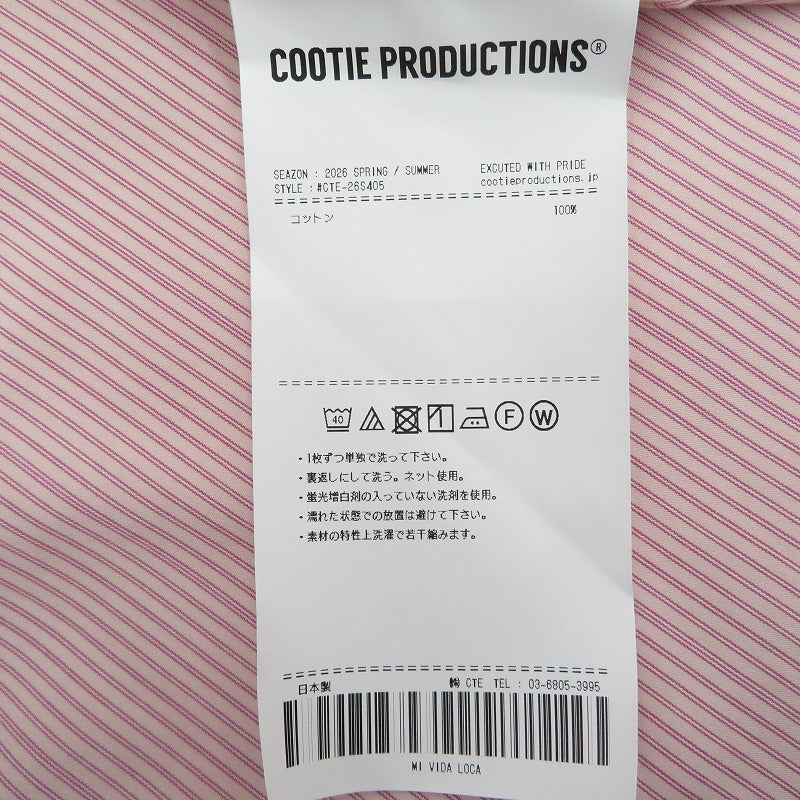 COOTIE | クーティー Stripe Broad L/S Shirt 長袖シャツ CTE-26S405 ピンク サイズ：XL【瀬戸大橋店】