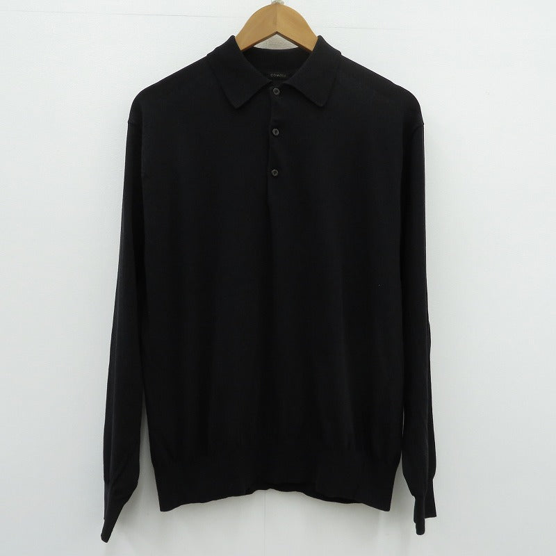 COMOLI | コモリ コットン ニットポロ ポロシャツ D01-06013 ブラック サイズ：1【瀬戸大橋店】