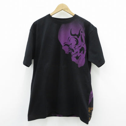 古都古都×絡繰魂/がしゃ髑髏柄/刺繍和柄Tシャツ 半袖Ｔシャツ B242095 ブラック サイズ：XL【瀬戸大橋店】