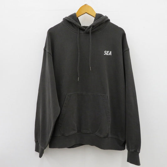 WIND AND SEA | ウィンダンシーウインダンシー PALM TREE PACHWORK HOODED SWEAT SHIRT パーカー WDS-O-PTR-26-Q2-CS-01 ブラック サイズ：L【瀬戸大橋店】