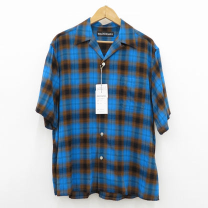 WACKOMARIA | ワコマリア OMBRE CHECK OPEN COLLAR SHIRT S/S 半袖シャツ 26SS-WMS-OC10 ブルー サイズ：L【瀬戸大橋店】