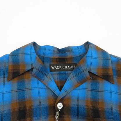 WACKOMARIA | ワコマリア OMBRE CHECK OPEN COLLAR SHIRT S/S 半袖シャツ 26SS-WMS-OC10 ブルー サイズ：L【瀬戸大橋店】