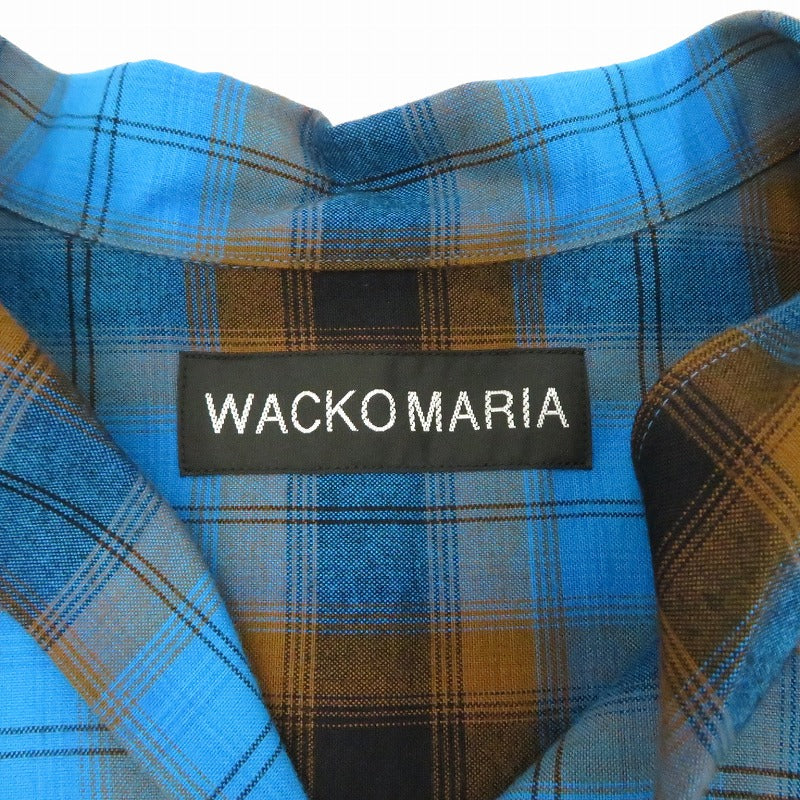 WACKOMARIA | ワコマリア OMBRE CHECK OPEN COLLAR SHIRT S/S 半袖シャツ 26SS-WMS-OC10 ブルー サイズ：L【瀬戸大橋店】