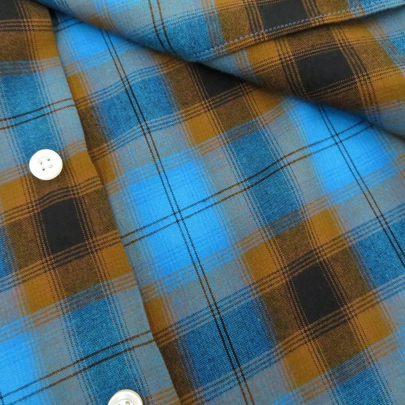 WACKOMARIA | ワコマリア OMBRE CHECK OPEN COLLAR SHIRT S/S 半袖シャツ 26SS-WMS-OC10 ブルー サイズ：L【瀬戸大橋店】