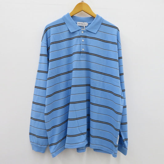 COOTIE | クーティー Moss Stitch Border L/S Polo ポロシャツ CTE-26S327 ブルー サイズ：L【瀬戸大橋店】