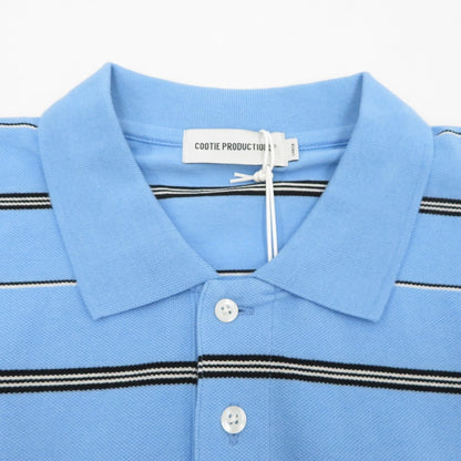 COOTIE | クーティー Moss Stitch Border L/S Polo ポロシャツ CTE-26S327 ブルー サイズ：L【瀬戸大橋店】