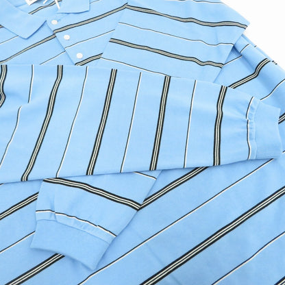 COOTIE | クーティー Moss Stitch Border L/S Polo ポロシャツ CTE-26S327 ブルー サイズ：L【瀬戸大橋店】