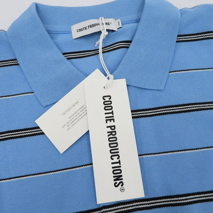 COOTIE | クーティー Moss Stitch Border L/S Polo ポロシャツ CTE-26S327 ブルー サイズ：L【瀬戸大橋店】