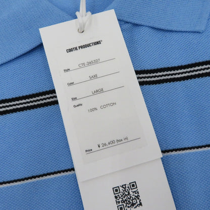 COOTIE | クーティー Moss Stitch Border L/S Polo ポロシャツ CTE-26S327 ブルー サイズ：L【瀬戸大橋店】