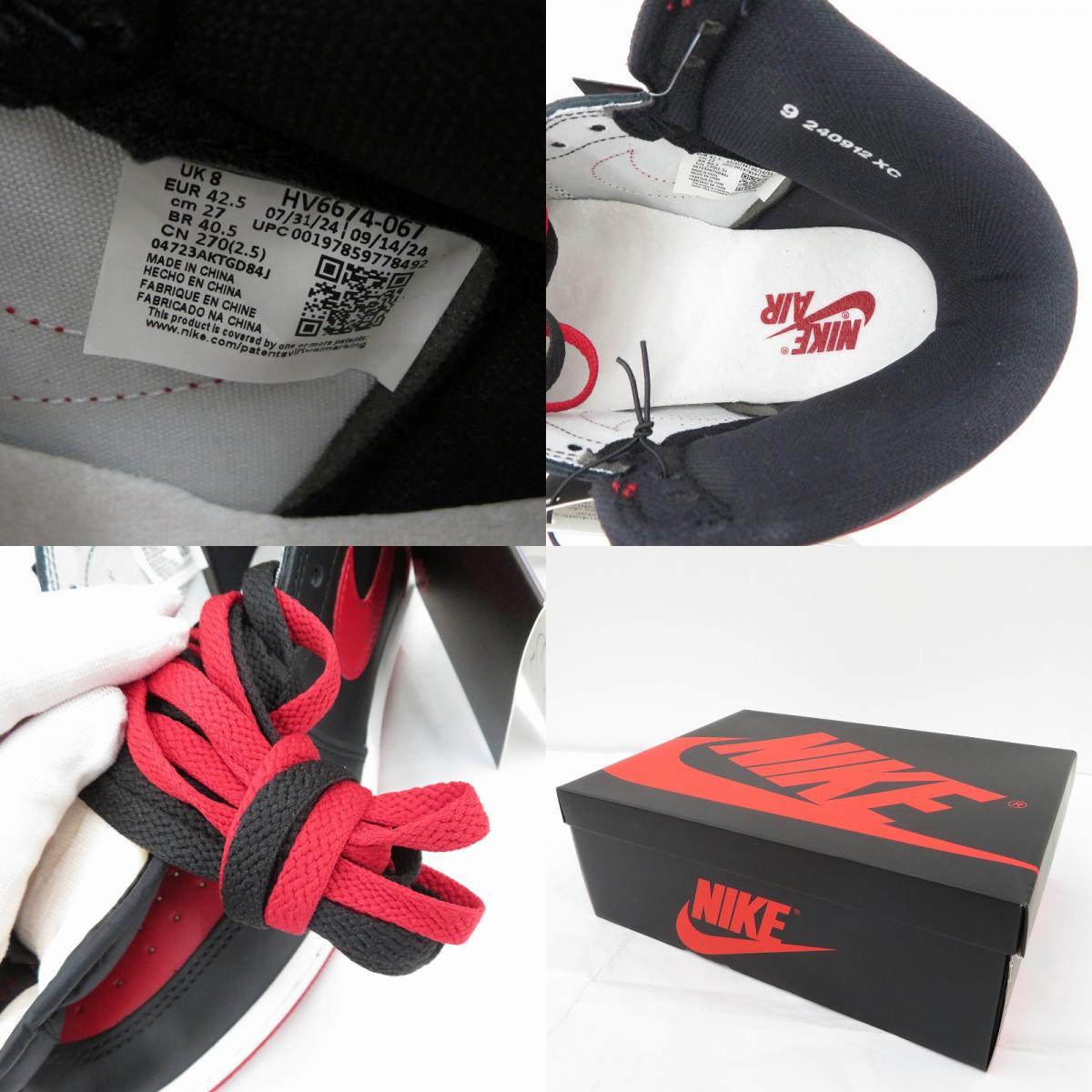 NIKE | ナイキ AJ1high/BRED2025 スニーカー HV6674-067 エアジョーダン レッド 27cm