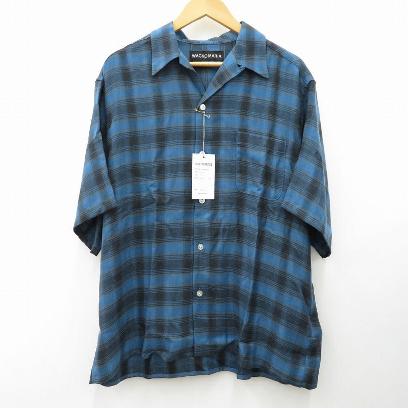WACKOMARIA | ワコマリア OMBRE CHECK OPEN COLLAR SHIRT S/S 半袖シャツ 26SS-WMS-OC14 ブルー サイズ：XL