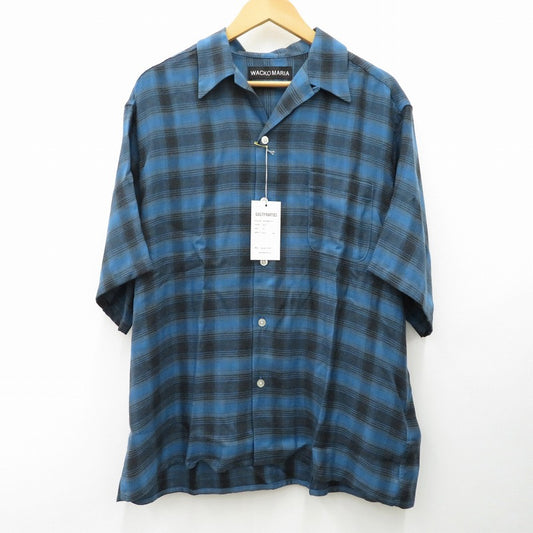 WACKOMARIA | ワコマリア OMBRE CHECK OPEN COLLAR SHIRT S/S 半袖シャツ 26SS-WMS-OC14 ブルー サイズ：XL