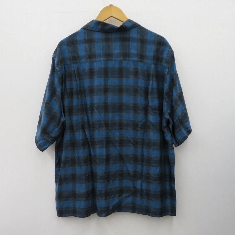 WACKOMARIA | ワコマリア OMBRE CHECK OPEN COLLAR SHIRT S/S 半袖シャツ 26SS-WMS-OC14 ブルー サイズ：XL