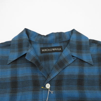 WACKOMARIA | ワコマリア OMBRE CHECK OPEN COLLAR SHIRT S/S 半袖シャツ 26SS-WMS-OC14 ブルー サイズ：XL