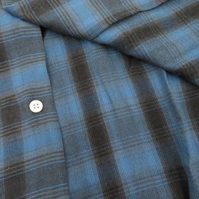 WACKOMARIA | ワコマリア OMBRE CHECK OPEN COLLAR SHIRT S/S 半袖シャツ 26SS-WMS-OC14 ブルー サイズ：XL
