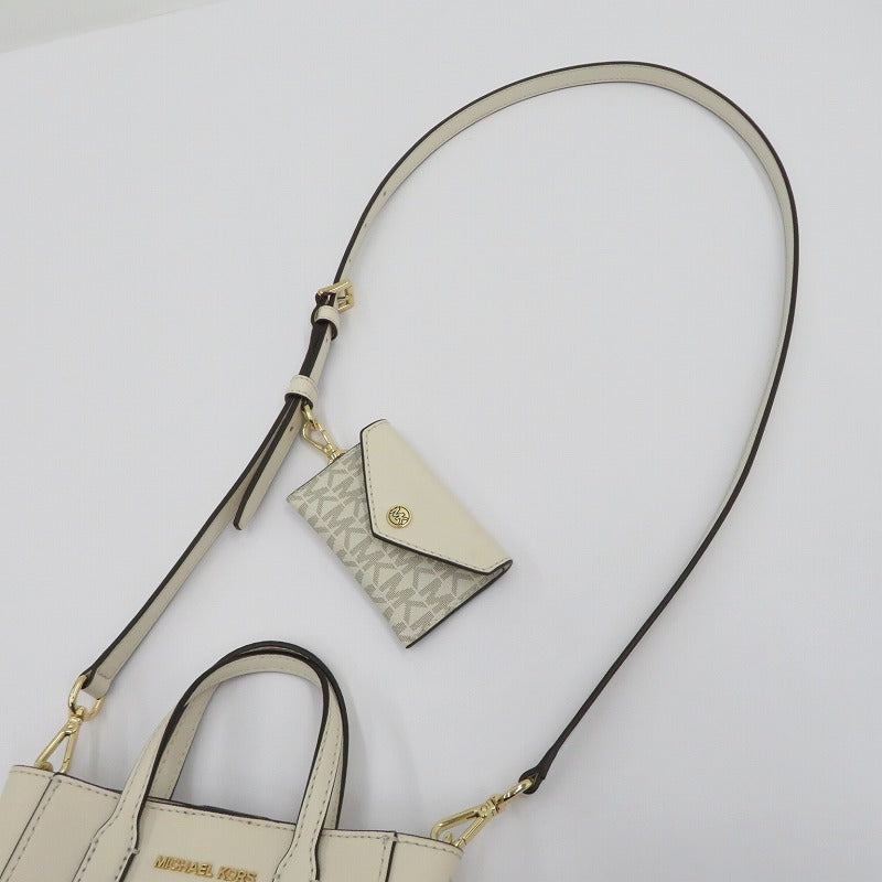 Michael Kors | マイケルコース VINCENT ﾄｰﾄ ｳｨｽﾞ ｶｰﾄﾞｹｰｽ ｱﾀｯﾁ ｽﾓｰﾙ ショルダーバッグ 35F4G2VC0T ホワイト