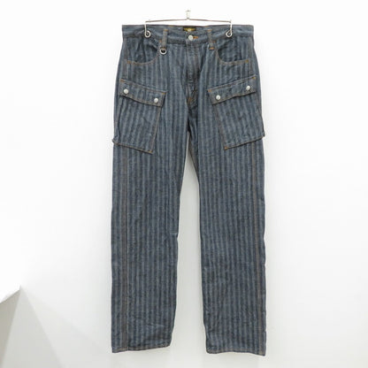 児島ジーンズ | コジマジーンズ Herringbong Cargo Pants カーゴパンツ nb1127h ブルー サイズ：34【瀬戸大橋店】