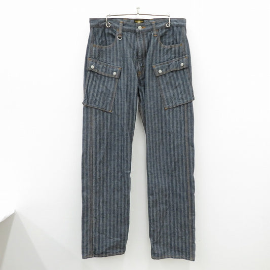 児島ジーンズ | コジマジーンズ Herringbong Cargo Pants カーゴパンツ nb1127h ブルー サイズ：34【瀬戸大橋店】