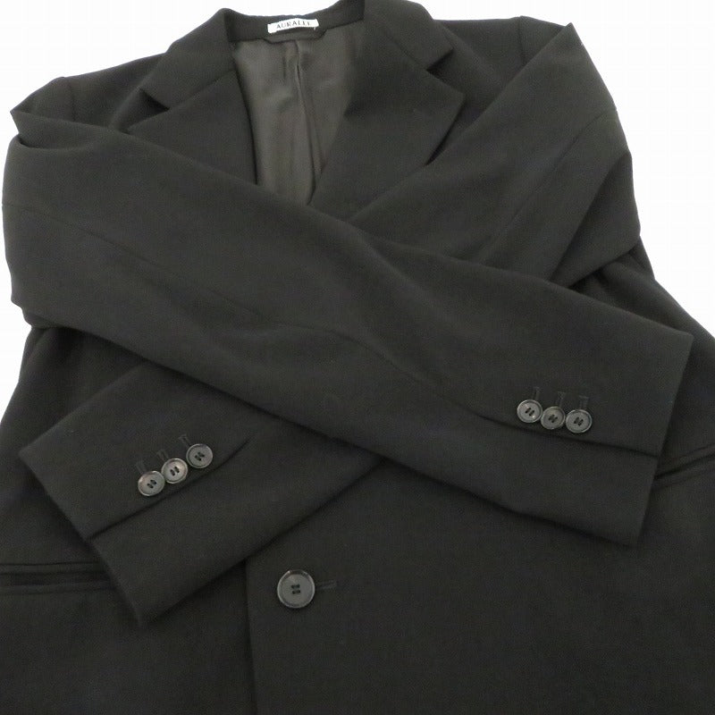 【中古】AURALEE | オーラリー WOOL MAX GABARDINE DOUBLE-BREASTED JACKET テーラードジャケット A20AJ01MG ブラック サイズ：3【瀬戸大橋店】
