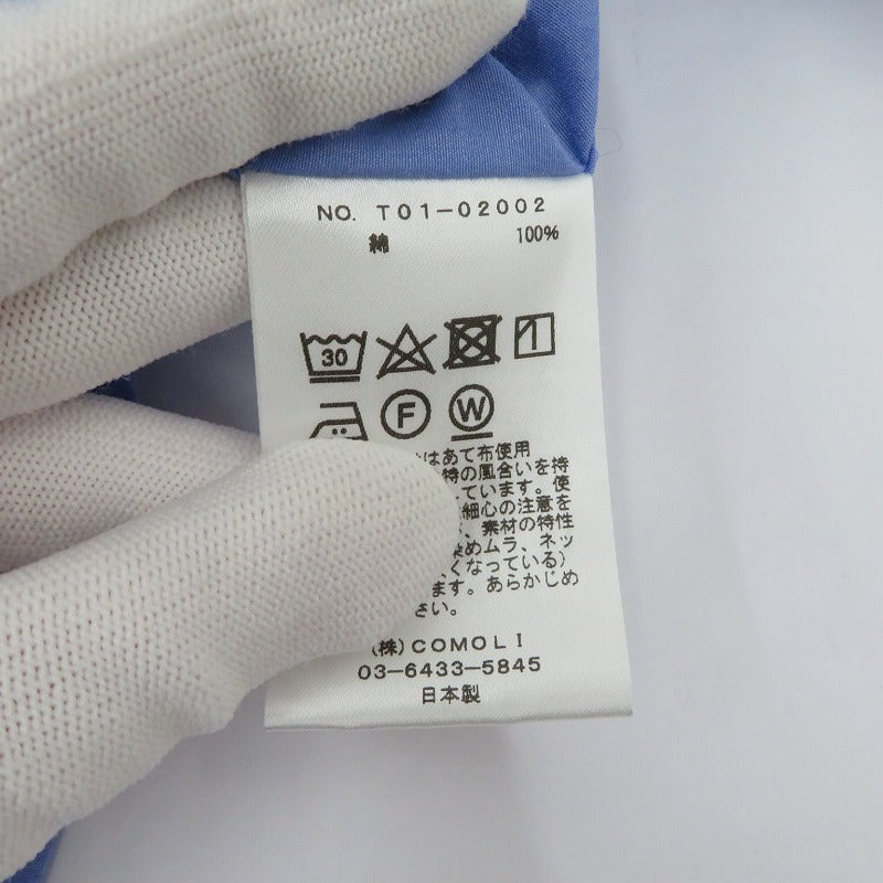 【中古】COMOLI | コモリ BAND COLLAR SHIRT 長袖シャツ T01-02002 ブルー サイズ：2【瀬戸大橋店】