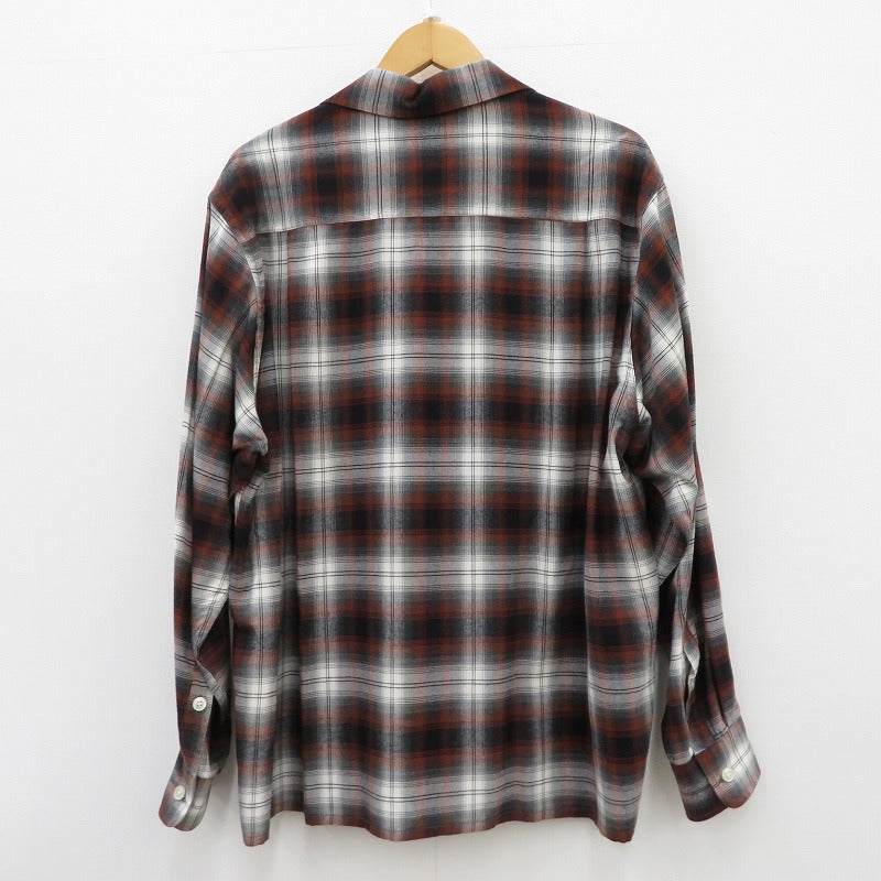 WACKOMARIA | ワコマリア OMBRE CHECK OPEN COLLAR SHIRT L/S 長袖シャツ 26SS-WMS-OC11 ブラウン サイズ：M【瀬戸大橋店】