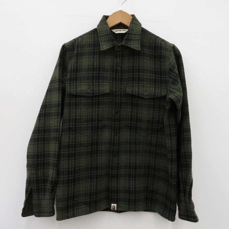 A BATHING APE | アベイシングエイプ 長袖シャツ カーキ サイズ：M【瀬戸大橋店】