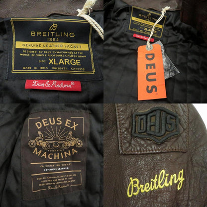 DEUS EX MACHINA | デウスエクスマキナ ×BREITLING DAMAGER JKT レザー ブラウン サイズ：XL【瀬戸大橋店】