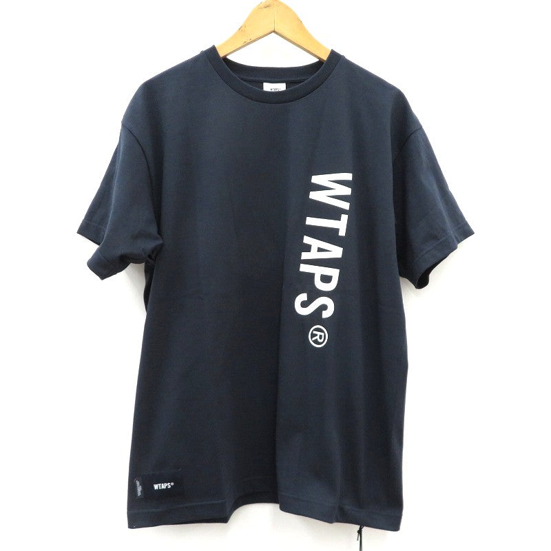 W)TAPS | ダブルタップス SIGN/SS/COTTON 半袖Ｔシャツ 261ATDT-STM08S ネイビー サイズ：1【瀬戸大橋店】
