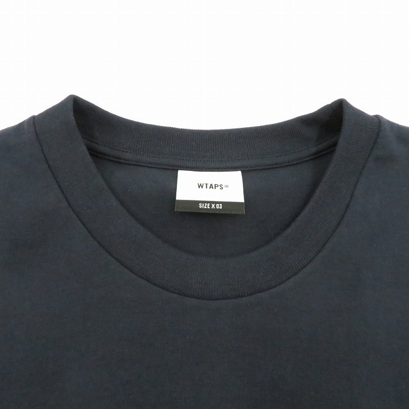 W)TAPS | ダブルタップス SYSTEM/SS/COTTON 半袖Ｔシャツ 261ATDT-STM02S ネイビー サイズ：3【瀬戸大橋店】