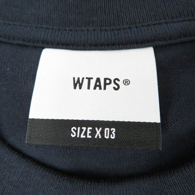 W)TAPS | ダブルタップス SYSTEM/SS/COTTON 半袖Ｔシャツ 261ATDT-STM02S ネイビー サイズ：3【瀬戸大橋店】