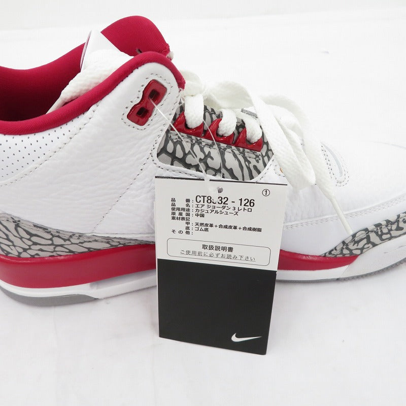 NIKE | ナイキ Air Jordan 3 'Cardinal Red' スニーカー CT8532-126 エアジョーダン ホワイト 26cm【瀬戸大橋店】