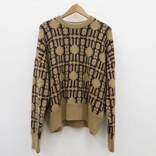 Palm Angels | パームエンジェルス Allover Monogram Knitted Sweater セーター PMHE053E23KNI001 ブラウン サイズ：S【瀬戸大橋店】