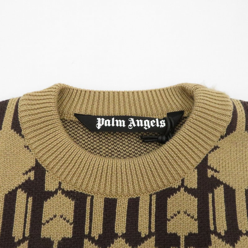 Palm Angels | パームエンジェルス Allover Monogram Knitted Sweater セーター PMHE053E23KNI001 ブラウン サイズ：S【瀬戸大橋店】