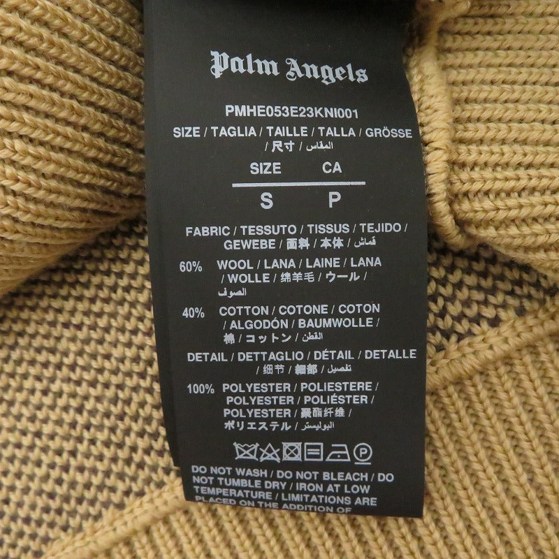 Palm Angels | パームエンジェルス Allover Monogram Knitted Sweater セーター PMHE053E23KNI001 ブラウン サイズ：S【瀬戸大橋店】