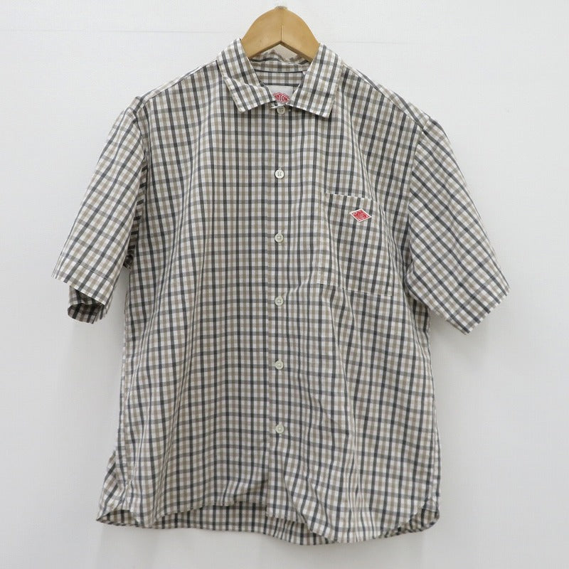 Danton | ダントン コットン ポプリン チェック ワークシャツ 半袖シャツ DT-B0049 CPP グレー サイズ：38【瀬戸大橋店】