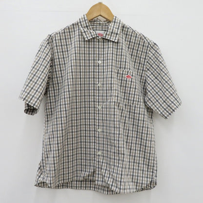 Danton | ダントン コットン ポプリン チェック ワークシャツ 半袖シャツ DT-B0049 CPP グレー サイズ：38【瀬戸大橋店】
