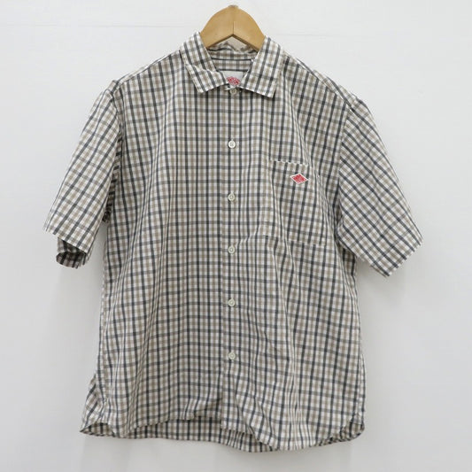 Danton | ダントン コットン ポプリン チェック ワークシャツ 半袖シャツ DT-B0049 CPP グレー サイズ：38【瀬戸大橋店】