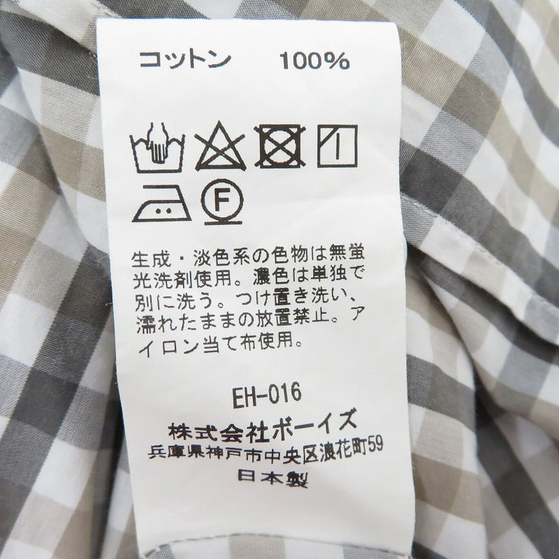 Danton | ダントン コットン ポプリン チェック ワークシャツ 半袖シャツ DT-B0049 CPP グレー サイズ：38【瀬戸大橋店】
