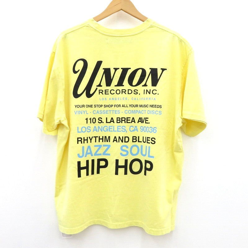 UNION | ユニオン RECORD SHOP TEE 半袖Ｔシャツ 26S1001010703261 イエロー サイズ：L【瀬戸大橋店】